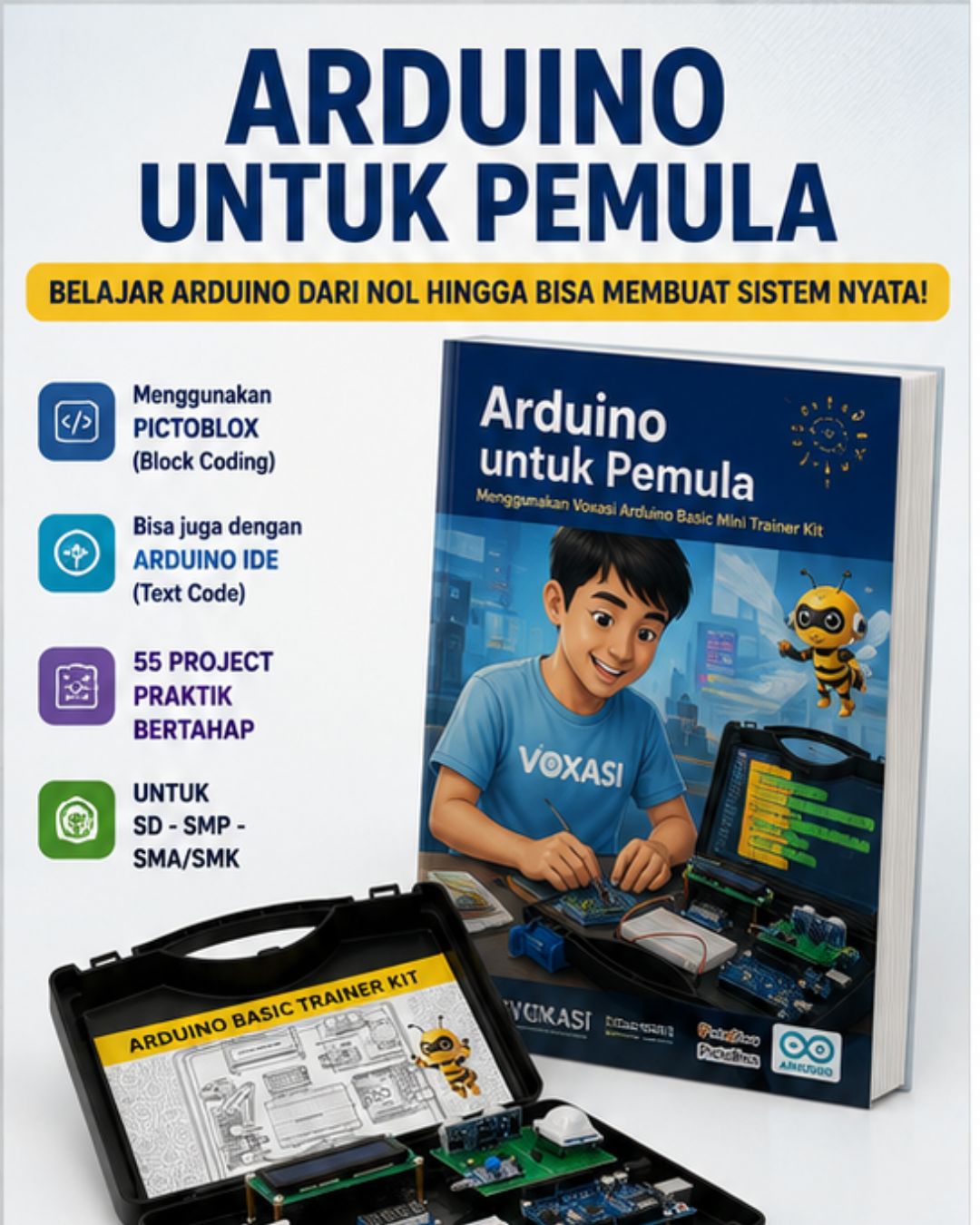 Arduino Basic Trainer Kit – Belajar Arduino dengan 55 Project PictoBlox